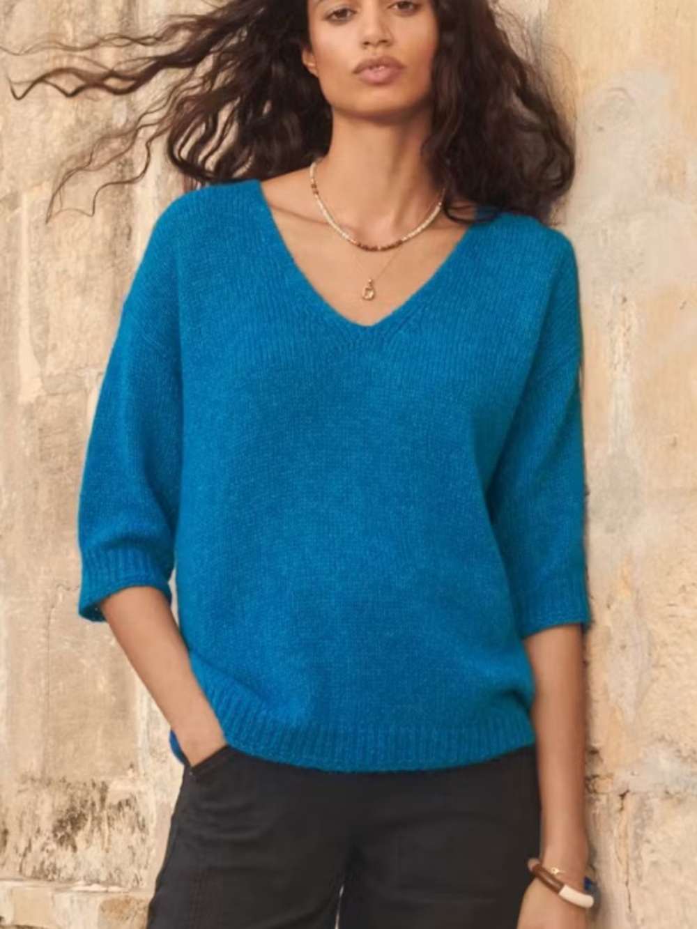 Wrap London V-neck sweater Alpaca & Merino Wool blend! Size 8